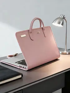 Women's Laptop Tote Bag with Metal Buckle, Stylish Office Briefcase, Multi-Use Elegant Commuter Bag for Daily Work