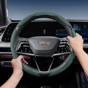 For Cadillac Steering Wheel Cover – Perforated Breathable Leather, Sectional Ultra-Thin Design, Protects the Steering Wheel. Compatible with Escalade XT5 XT4 XT6 CT5 CT4 CT6 SRX ATS CTS ELR XLR BLS STS DTS Cimarron DeVille Lyriq