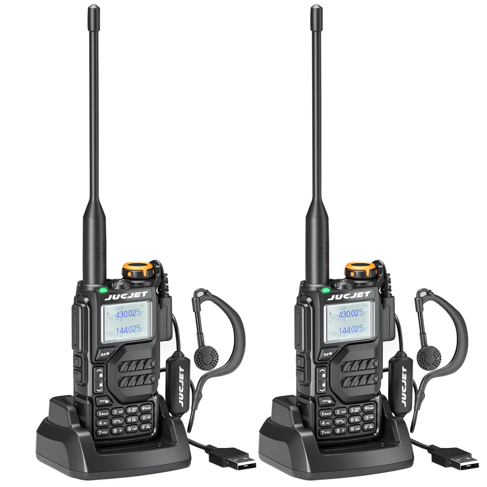 JUCJET UV-K5 Dual Band Walkie Talkie Long Range, Heavy Duty Two Way Radio with Flashlight, Outdoor Camping Essentials & Hiking Gear, Portable 200 Channel Handheld Ham Radio for Family Road Trip Emergency Comms (1 Pack)