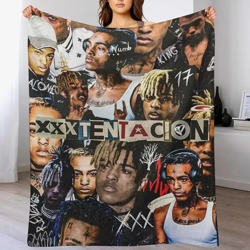 Xxxtentacion Pattern Soft Warm Fleece Throw Blanket - Fashion Home Decor, Suitable for Sofa & Bed, Gift-Ready with 4 Optional Sizes