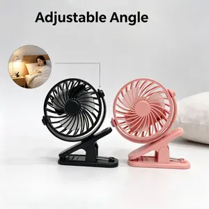 1pc 360° Adjustable USB Clip on Fan, Mini Portable Silent Cooling Fan for Baby Stroller Tent Outdoor, Rechargeable Battery Powered Desk Fan with Strong Wind