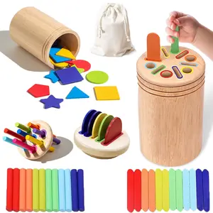 Montessori Toys for 3 Year Old，Coin Toys&Sorting Stick Toy Dual Play Wooden Toddler Educational Toys Color Sorting Preschool Learning Activities, Fine Motor Skills Sensory Toys for Toddlers 3-5 Yaers Boy Birthday Gifts