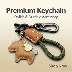 Luxury genuine leather horse-shaped keychain, 2026 Year of the Horse bag charm, anti-theft car key chain, elegant lucky pendant gift.
