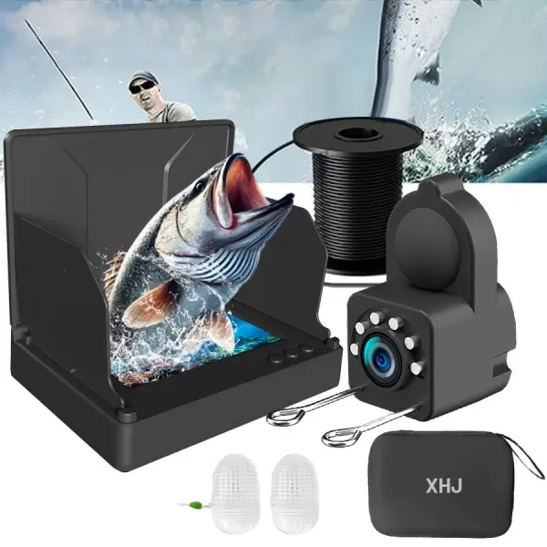 High-Definition 4.3" HD Waterproof Underwater Fish Finder Camera - Portable Fishing Gear for Outdoor Adventures, Durable and Compatible with All Fishing Equipment Black