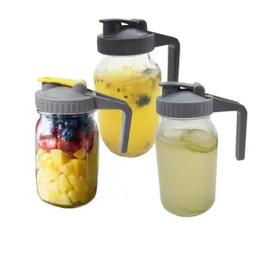 Mason Jar Lid with Handle, 70mm Threaded Mouth, Lemon Coffee Tea Jam Mason Bottle Cap, Durable Leak-Proof Design, Perfect for Storage