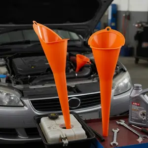 Leak-Proof Long Neck Plastic Oil Funnel for Cars: Universal Chemical-Resistant Fluid Filling Tool, Easy to Clean for Engine Oil, Diesel, Kerosene, Water. Must-Have Garage Accessory for Auto Maintenance, Refueling & Lubrication.