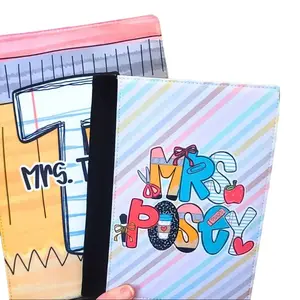 Personalized Teacher Padfolio – Custom Notepad Holder & Refillable Organizer Case, Medium Size 6" x 8.5", Fade-Resistant Sublimation Printing, 12 Unique Patterns, Durable Construction