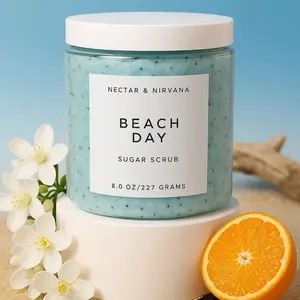 Nectar & Nirvana Beach Day Foaming Sugar Scrub with Shea Butter & Apricot Oil for Gentle Exfoliation and Moisturization 8.0 oz/227 grams