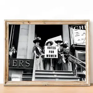 Suffragette Print Feminist Wall Art Votes for Women Movement Retro Black And White Photo Political Protest Poster, Room Decor, Unframed