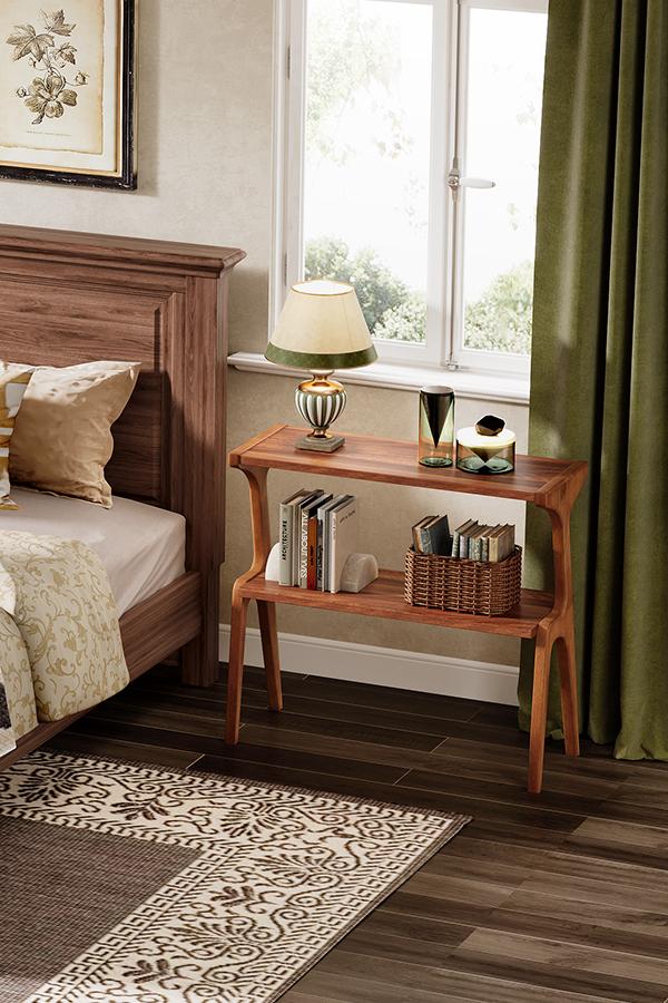 Tribesigns Narrow End Table for Living Room, 2-Tier Slim Sofa Side Table with Solid Wood Legs, Rustic Brown, Farmhouse Tall Design Furniture Home