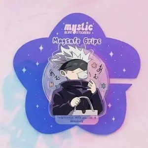 Magnetic Phone Grip Cute Chibi Gojo Anime, Magsafe Compatible Kindle Holder, Kawaii Aesthetic High-quality Print, Removable Gift for Readers