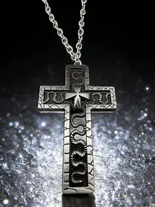 Men's Unique Cross Squid Necklace, Vintage Handmade Pendant, Hidden Compartment Design, Role Play Accessory, Fall Fashion