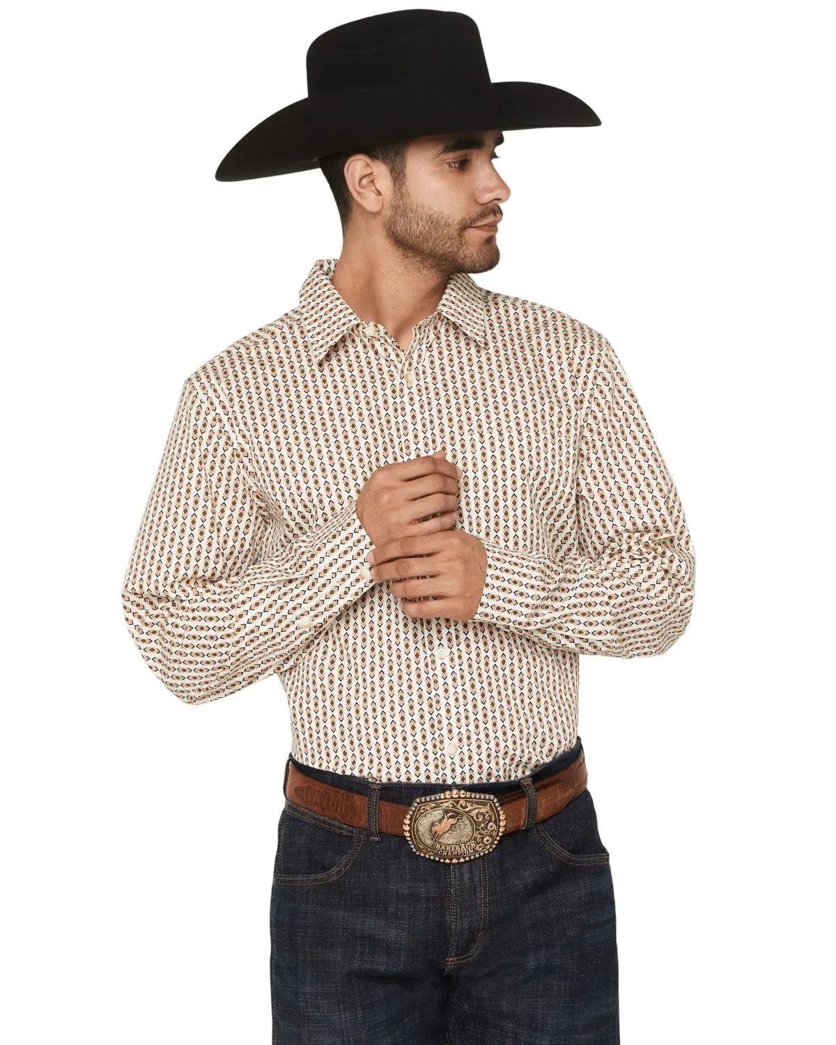 Gibson Trading Co Men's Men'S Arrowline Geo Stripe Print Long Sleeve - Gmsu26w23-Wht