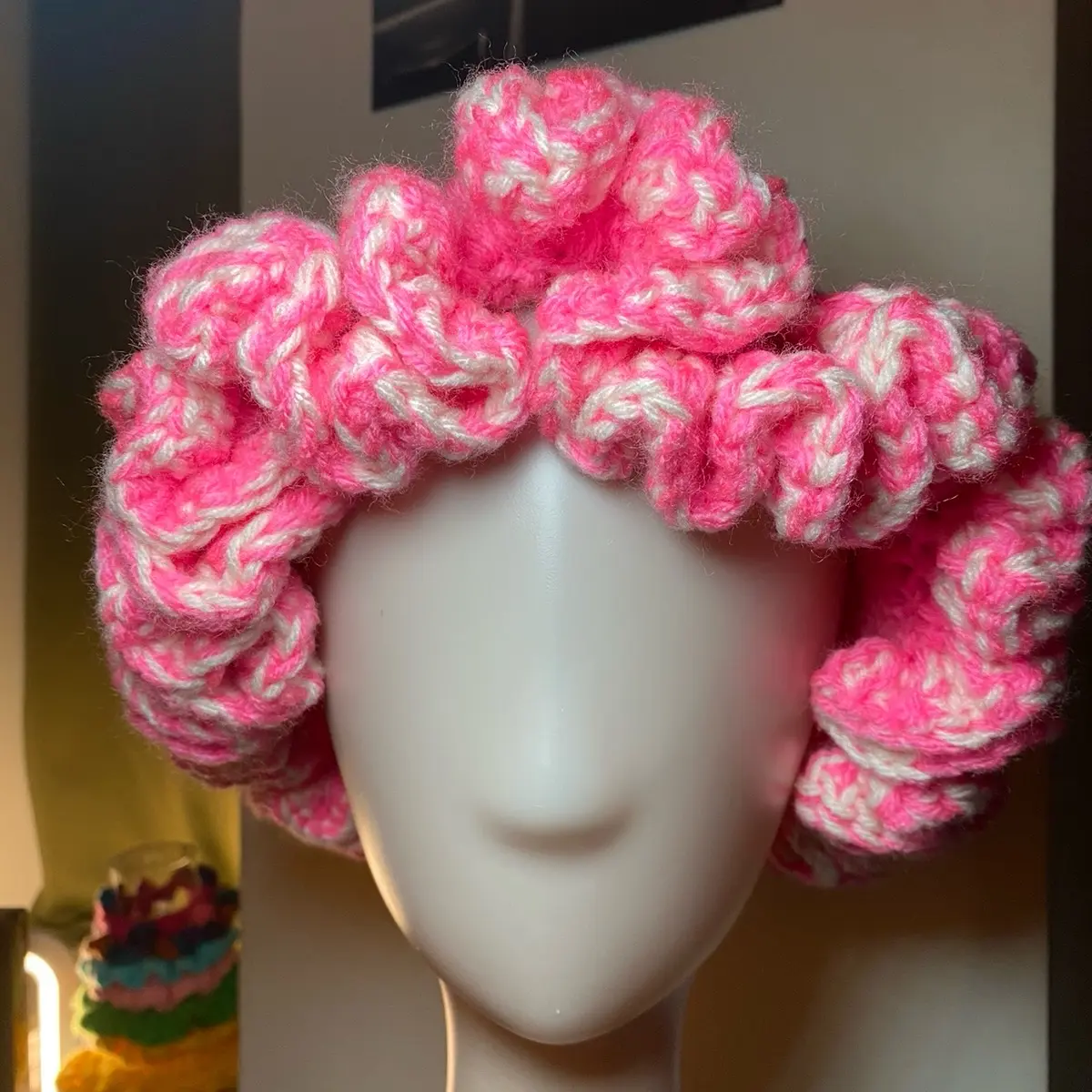 Strawberry Cream Crochet Ruffle Hat