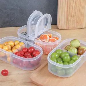 Double-grid Food Storage Box, 1 Count Clear Food Storage Container with Lid for Kitchen, Home, Office, Outdoor Camping, Utensils, Reusable Snack Containers
