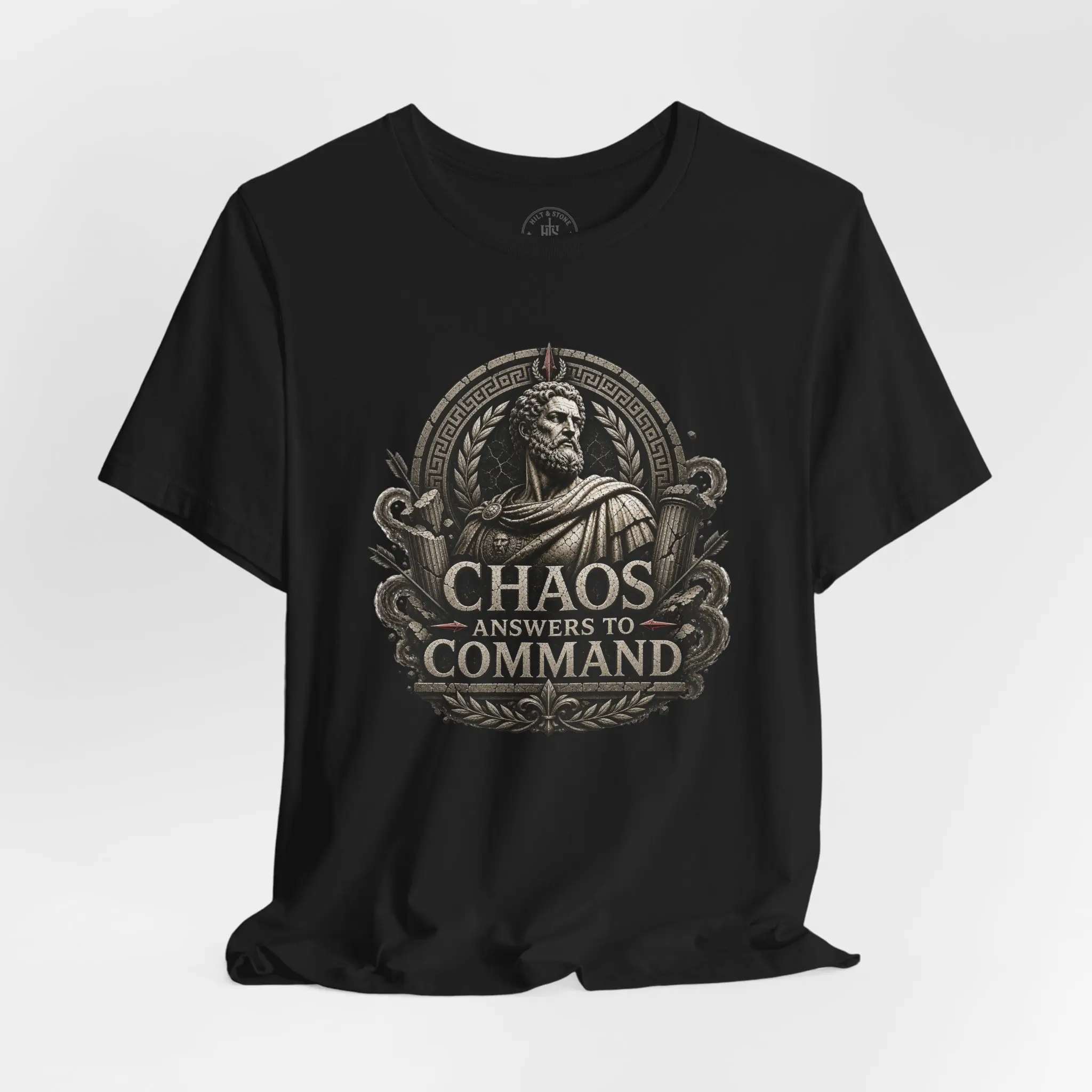 Chaos Answers to Command – Stoic Warrior  Men's Short-Sleeve Graphic T-Shirt