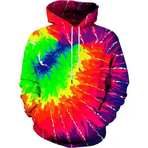A dazzling tie-dyed vortex hoodie, a collision of retro hippie style and trendy colors