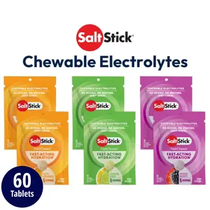 SaltStick Chewable Electrolyte Tablets - Fast Acting Hydration Variety Pack - Vegan Non-GMO - Tart Orange Lemon Lime & Mixed Berry - Low Sugar - Pre-Cramp Relief