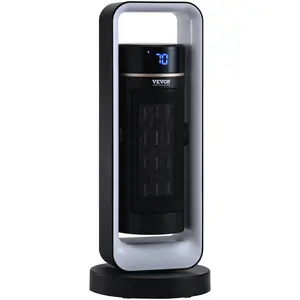 【fathersdaygift】VEVOR Electric Space Heater with Thermostat Remote Control, 1000W/1500W 2-Level Adjustable Quiet Ceramic Heater Fan, 20 in Tip-Over Shutdown Overheat Protection Small Heaters for Office Room Desk Indo