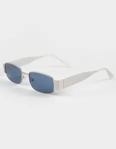 RSQ Rectangle Metal Sunglasses, Silver