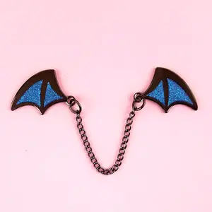 Demon Wings Black Nickel/Glitter Navy Enamel Pin
