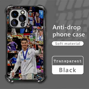 Ronaldo Electroplated Transparent TPU Airbag Case for iPhone 17 Pro Max/16/15/14/13/12/11 - Shockproof Anti-Drop Soft Silicon Casing, Football-Themed Gift for Fans