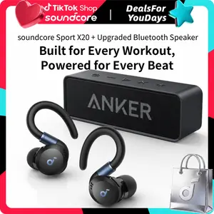 soundcore Sport X20 & Upgraded Bluetooth Speaker by Anker, Workout & Outdoor Audio Bundle, Noise Cancelling, Deep Bass, Waterproof, Long Playtime