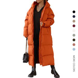 Danedvi Women's Long-Sleeve Soft Padded Quilted Hooded Maxi Puffer Jacket - Ribbed Shell, Pocket, Zipper, Stylish Cold-Weather Casual Outerwear