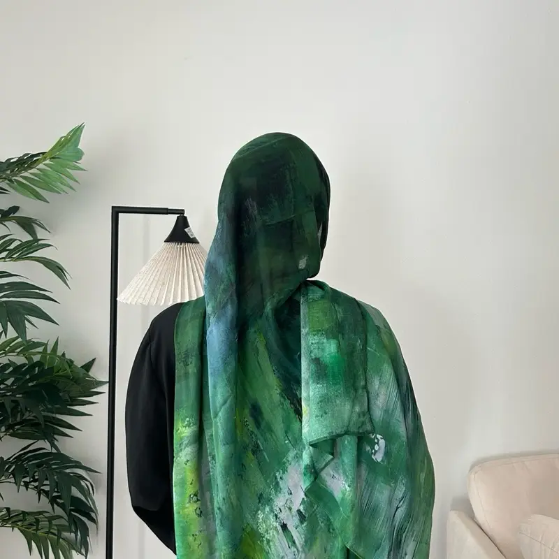 Green Forest Modal Hijab 180 x 70 cm Soft Modal Fabric Care: Hand Wash or Gentle Cycle, Wash in Cold Water for Preservation