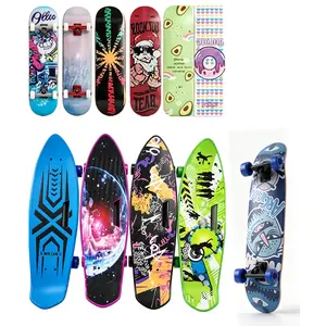 3Pcs Assorted Skateboards for Kids, Teens, and Beginners, Including Complete Cruiser and Double Kick Skateboards with Colorful Printed Graphics, Multi-Style Boards for Boys, Youths, and Adults for Outdoor Use