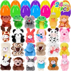 24PCS Prefilled Easter Eggs with Mini Plush Animals  Kids Easter Basket Stuffers, Cute Stuffed Toys, Egg Hunt Fillers, Party Favors & Gifts
