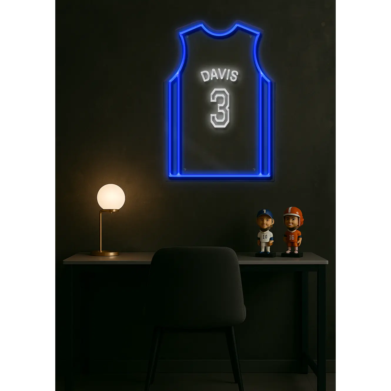Davis #3 LED Jersey Light with Remote Control & USB Adapter Durable Acrylic Wall Mount for Basketball Football Baseball Soccer Jerseys