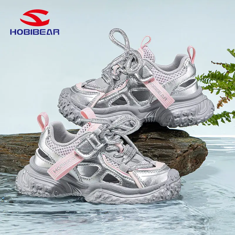 HOBIBEAR Kids' Sporty Chic Chunky Sandals, Breathable EVA Mesh Sneaker Trainers with Hollow Design and Round Toe for Beach & Outdoor Activities, Kids Outdoor Play, Casual Wear, Synthetic, 11 - 12 Years, Chunky Dad