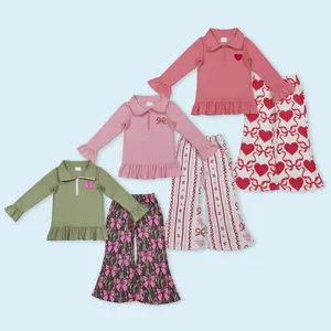 Valentines day girls long sleeve pullover matching pants outfit