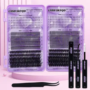 700 PCS Lash Clusters Kit D Curl Bottom/Spike/60D/100D 4 Styles Mix 5-7mm/10-18mm/12-20mm Lashes Book Kit with Bond&Seal Lash Applicator, Perfect for Beginners &Proficient, DIY at Home Easily, Easy Apply for Makeup Daily, DIY Eyelashes Kit