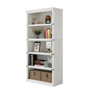 Modern Farmhouse 5 Tier Bookcase Tall Wooden Book Shelf With Metal Frame 71 Inch High Standing Display Rack Open Storage Shelves Heavy Duty 45lbs Capacity Organizer Cabinet For Home Office Living Room Bedroom Black Cherry Vintage