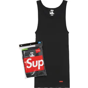Supreme Hanes Tagless Tank Tops 3 Pack Black Men's 100% Authentic Comfortable Everyday Wear Tank Gym Casual Soft Cotton