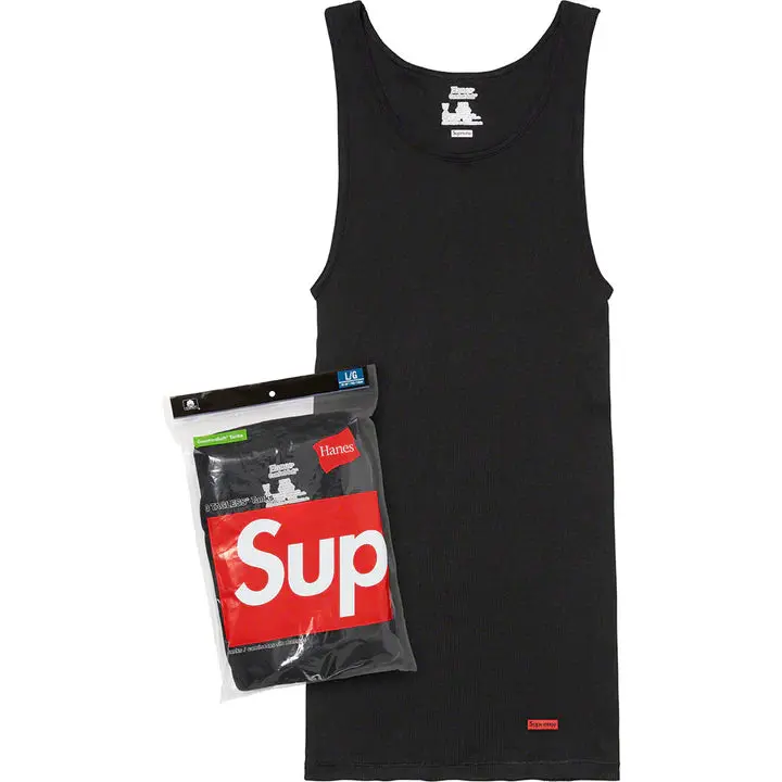 Supreme Hanes Tagless Tank Tops 3 Pack Black Men's 100% Authentic Comfortable Everyday Wear Tank Gym Casual Soft Cotton