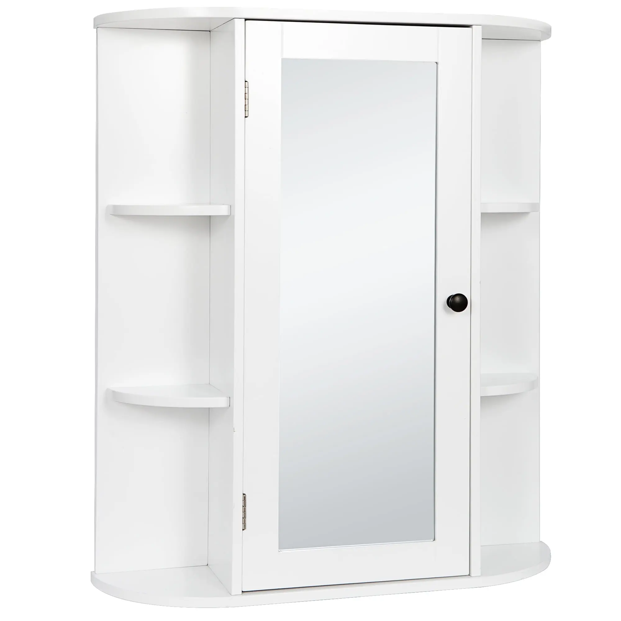 MDF Wall Mount Bathroom Medicine Cabinet - SuperDeal Home Multi-Tier Compact Bathroom Furniture with Mirror, Shelves, Adjustable Shelves, Personal Care Storage, Modern Style, Easy Assembly