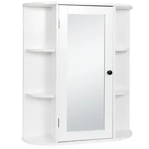 MDF Wall Mount Bathroom Medicine Cabinet - SuperDeal Home Multi-Tier Storage Cabinet with Mirror, Shelves, Personal Care Storage, Modern Style, Easy Assembly