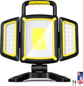 Hokolite Rechargeable Work Light, 30W 3000Lumen LED Work Light with 5 Modes, Battery Powered Magnetic Lights with 360°Rotate Foldable Design, Job Site Lighting for Car Repair, Garage, Workshop, Camping