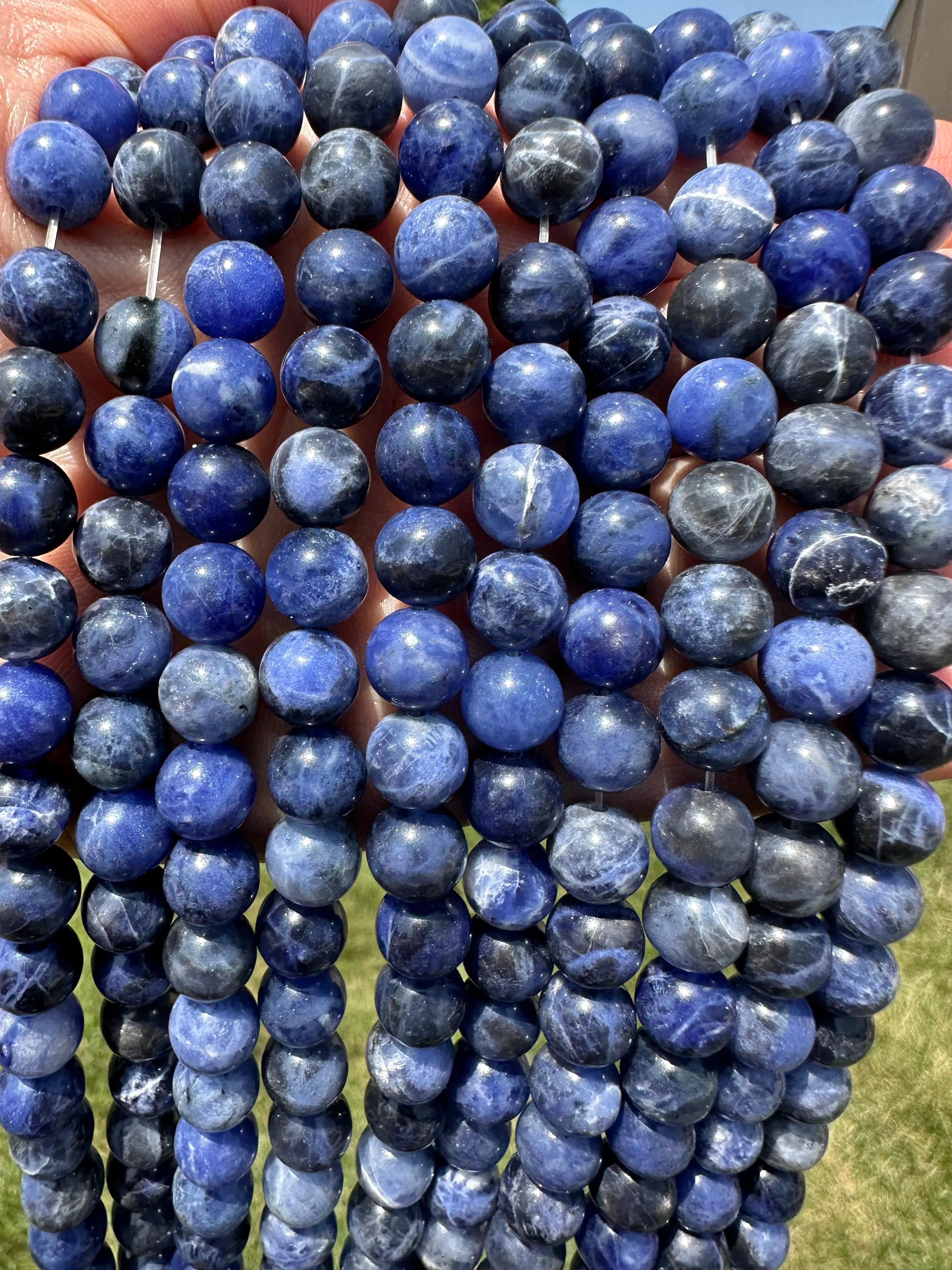 New Moon Beginnings Sodalite Bead Strand - Blue Beads with Unique Patterns