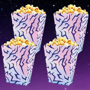 12 Purple Lightning Popcorn Boxes Striped Paper Bags, Party Bags, Candy Boxes, Perfect for Themed Celebrations, Party Decorations | Elegant Party Boxes | Popcorn Boxes