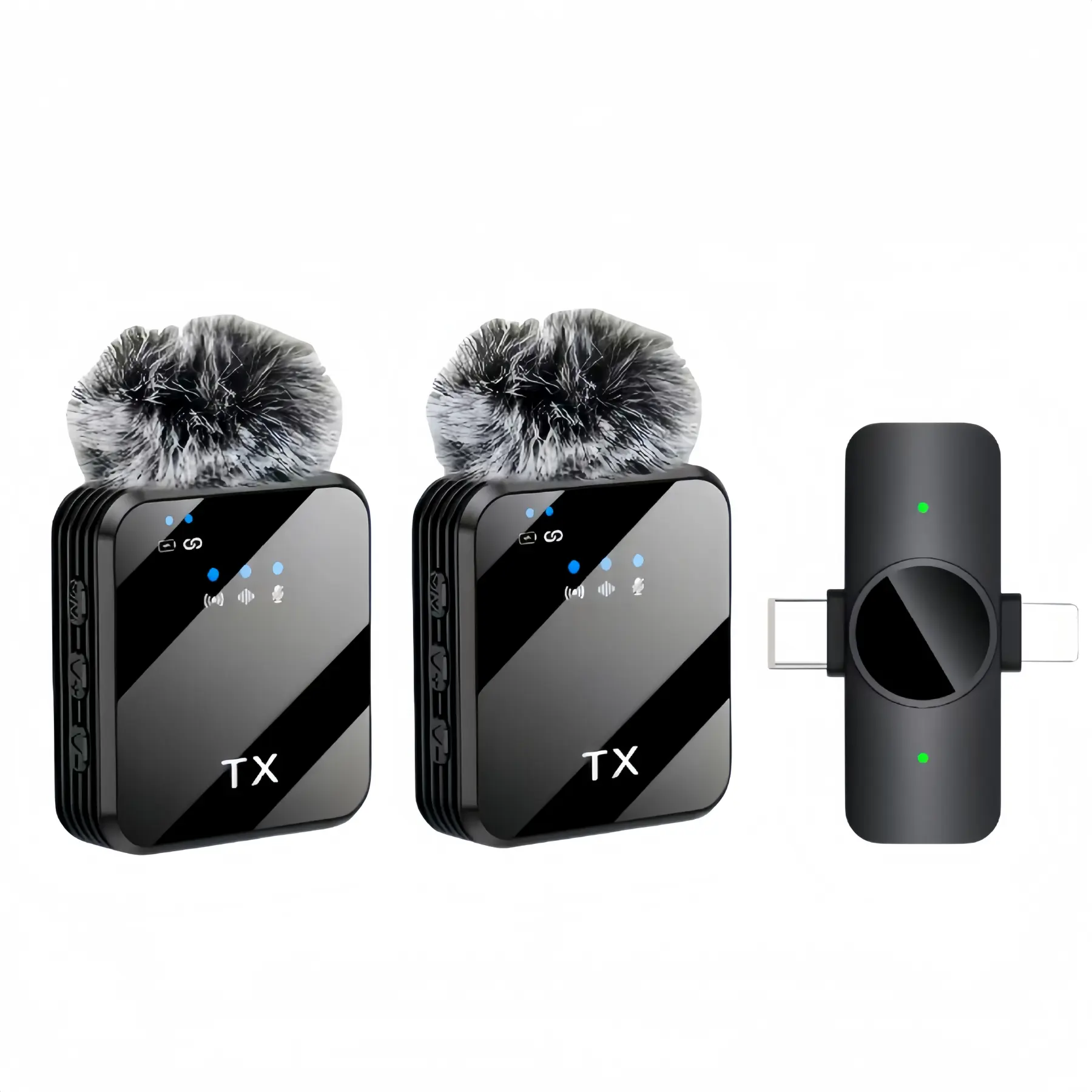 2 in 1 Wireless Lavalier Microphone Pack - Mini Audio Device for iPhone, iPad, Android Phones, Computers, Live Streaming, Video Recording (Black) interview podcast vlog
