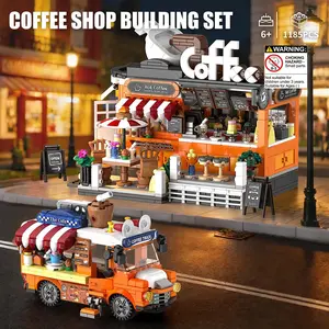 1185pcs Coffee Station Building Block Model, Unisex Toy Set for Ages 6+, Enhances Hand-Eye Coordination, Perfect Gift for Holidays