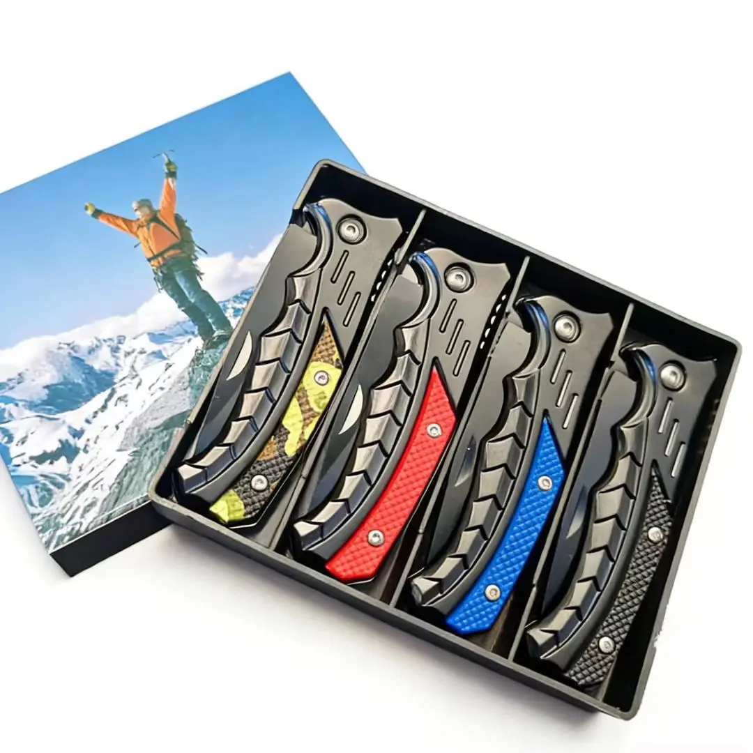 4-Pack Folding Pocket Knives Set, High-Quality Stainless Steel Blades, Non-Slip Grip Handles, Travel-Friendly Portable EDC Knives for Camping, Hiking