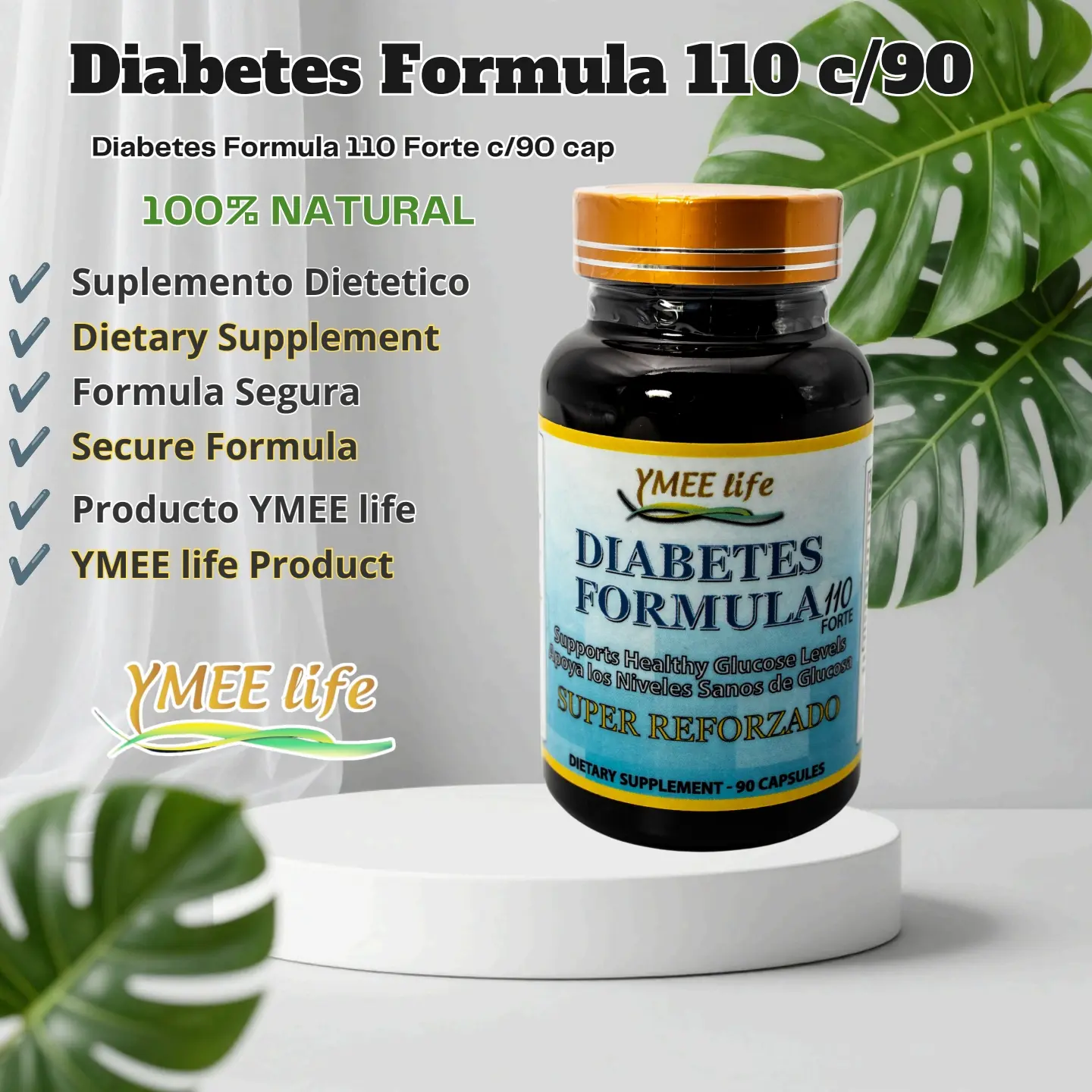 Diabetes Formula 110 Forte Vitamin Dietary Supplement with Natural Botanical Ingredients, Supports Blood Sugar Regulation, 90 Capsules