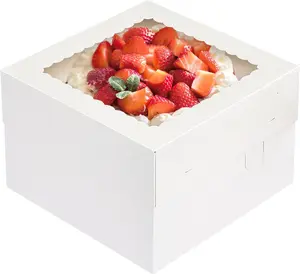 Moretoes 15Pcs Cake Boxes, 12x12x8 Inch White Bakery Boxes with Window Cake Containers Tall Dessert Cardboard Boxes