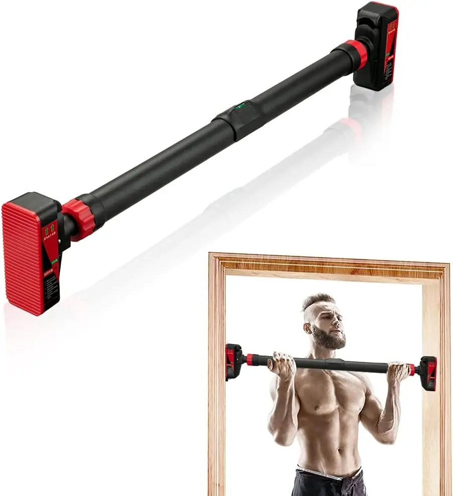 Adjustable No-Drilling Pull-Up Bar - 440lbs Load, Auto-Locking, Level Gauge, Heavy-Duty Calisthenics Tools, Chin Up Bar, Doorway Exercise Equipment for Home Workout, Home Fitness Equipment, Fits Most Doors, Chin Up Bar For Door Frame