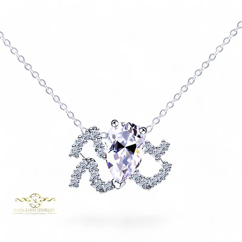 Aquarius Moissanite Zodiac Necklace By Naya - Linn Jewelry